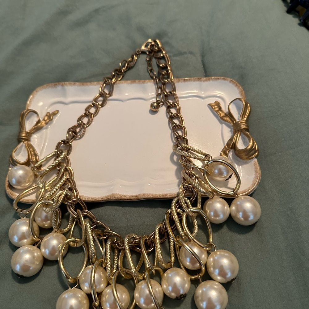 Gold-Tone Pearl Drop Statement Necklace - Women Jewelry